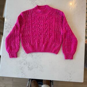 Heartloom Hot Pink Cable Knit Turtleneck Sweater